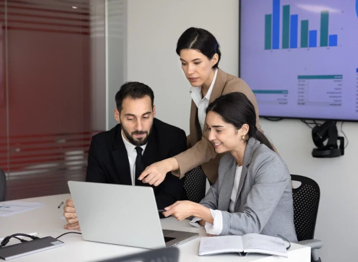 Corporate workplace scene representing business solutions.